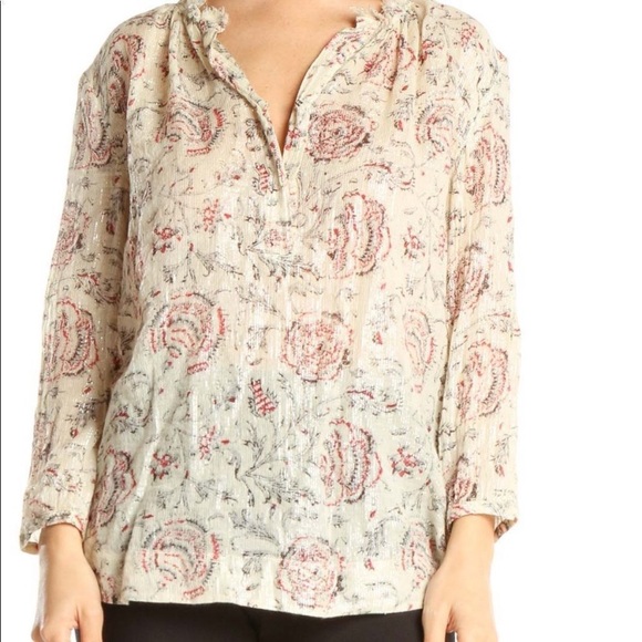 Madewell Floral Metallic Stripe Lightweight Tunic Blouse - Picture 5 of 11